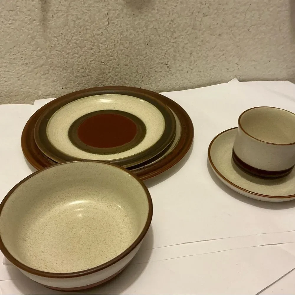DENBY-LANGLEY 5 Piece Place Setting Potter's Wheel Rust Red more available